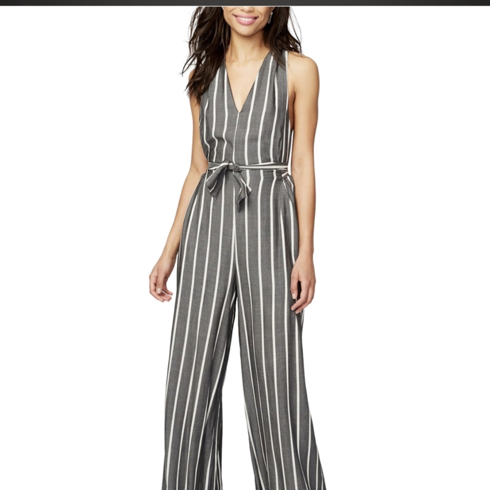 Rachel Roy Gray Striped Jumpsuit